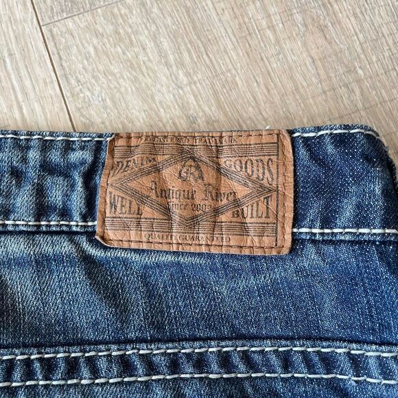 Embroidered Y2K Antique Rivet Jeans Men's 36 x 32 Denim Rocker Flap Pocket Retro - Picture 7 of 7